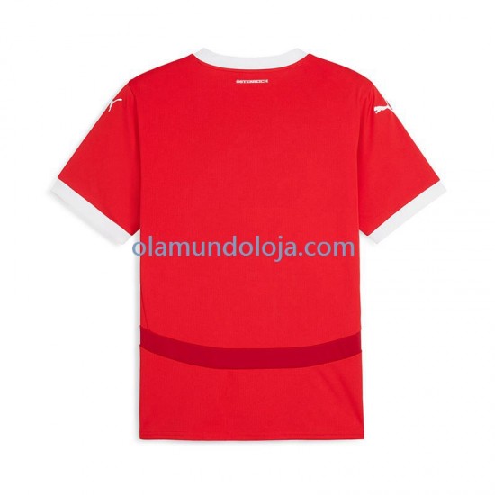 Camisola Áustria Homem Equipamento Primeiro Euro 2024 Manga Curta